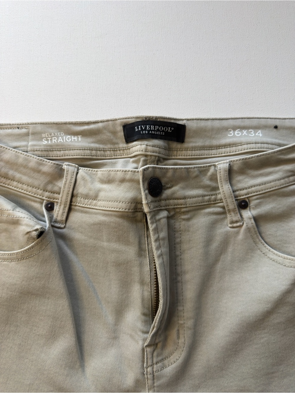 EUC Men's Liverpool Los Angeles Relaxed Straight Fit Size 36x34 Tan (KB8) - Picture 5 of 11